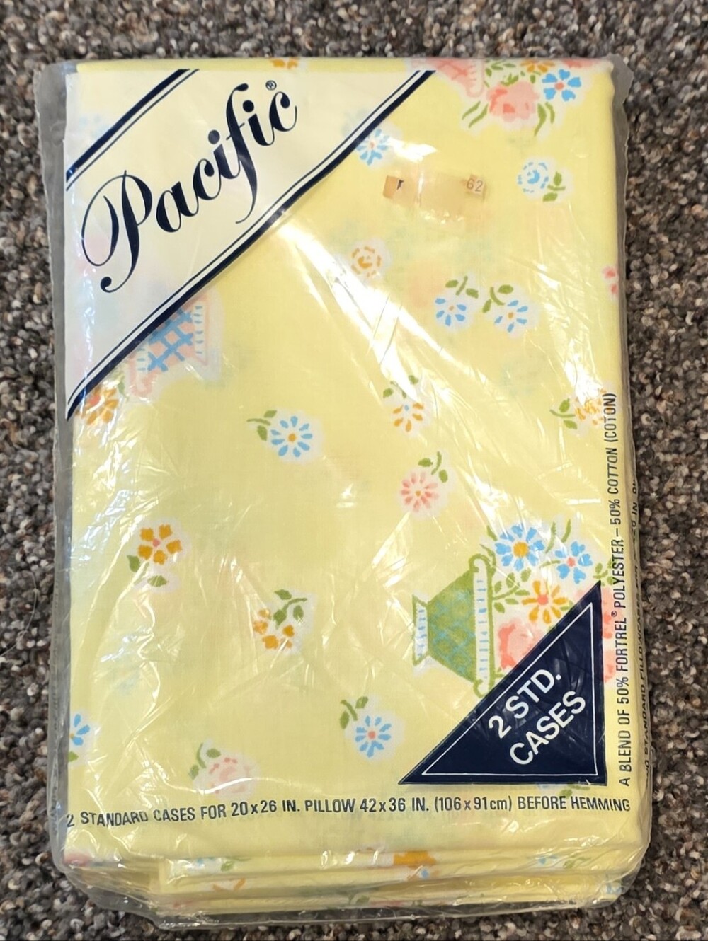 Vintage Pacifica Yellow Floral Pillowcases Set - Pastel Bouquet Print